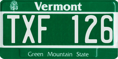 VT license plate TXF126