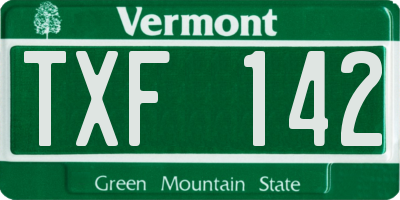 VT license plate TXF142