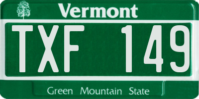 VT license plate TXF149