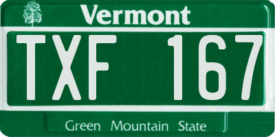 VT license plate TXF167
