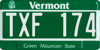 VT license plate TXF174