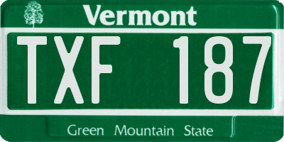 VT license plate TXF187