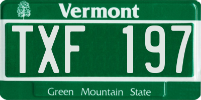 VT license plate TXF197