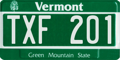 VT license plate TXF201