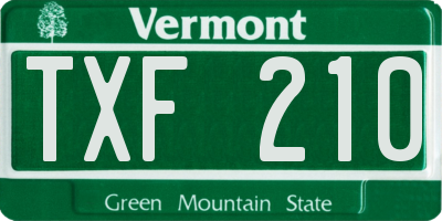VT license plate TXF210