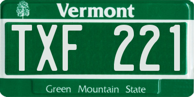VT license plate TXF221