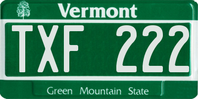 VT license plate TXF222