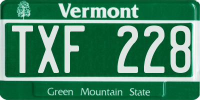 VT license plate TXF228