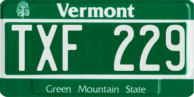 VT license plate TXF229