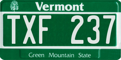VT license plate TXF237
