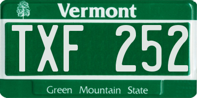 VT license plate TXF252