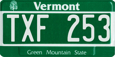 VT license plate TXF253
