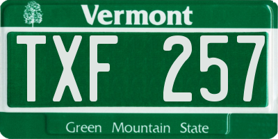 VT license plate TXF257