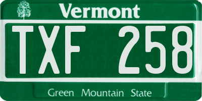 VT license plate TXF258