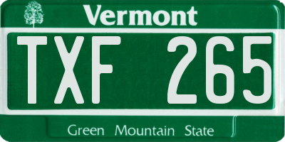 VT license plate TXF265