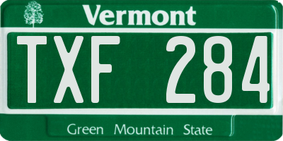 VT license plate TXF284