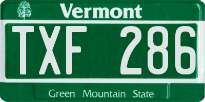 VT license plate TXF286