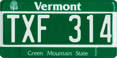 VT license plate TXF314