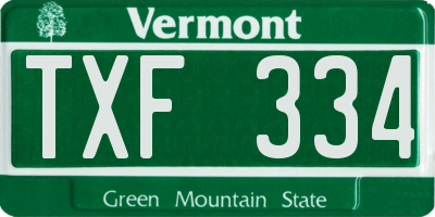 VT license plate TXF334