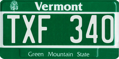 VT license plate TXF340