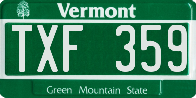 VT license plate TXF359