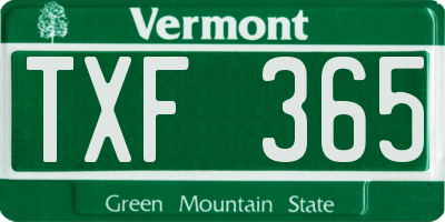VT license plate TXF365