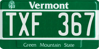 VT license plate TXF367