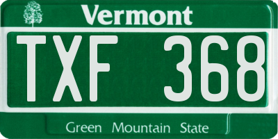 VT license plate TXF368