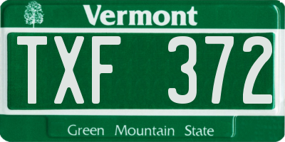 VT license plate TXF372