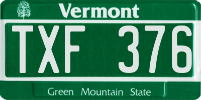VT license plate TXF376