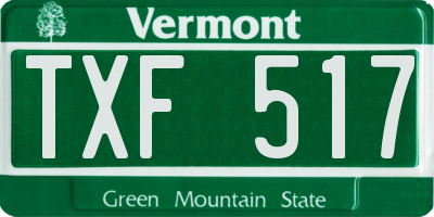 VT license plate TXF517