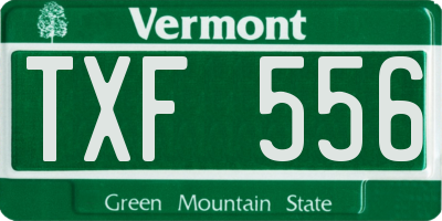 VT license plate TXF556