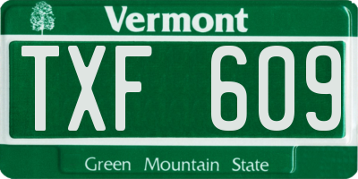 VT license plate TXF609