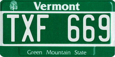 VT license plate TXF669