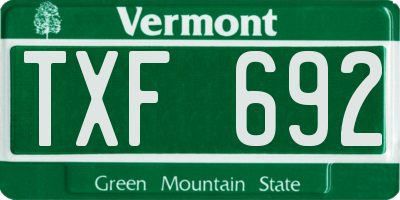 VT license plate TXF692