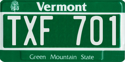 VT license plate TXF701