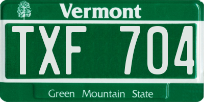 VT license plate TXF704