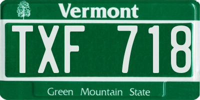 VT license plate TXF718