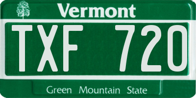 VT license plate TXF720