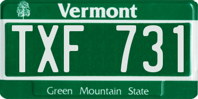 VT license plate TXF731