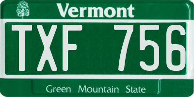 VT license plate TXF756