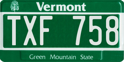 VT license plate TXF758