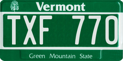 VT license plate TXF770