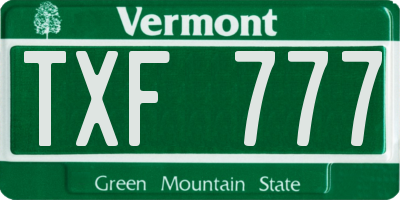 VT license plate TXF777
