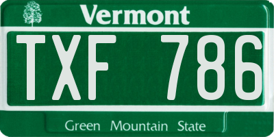 VT license plate TXF786
