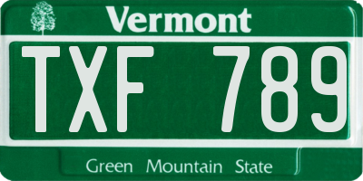 VT license plate TXF789