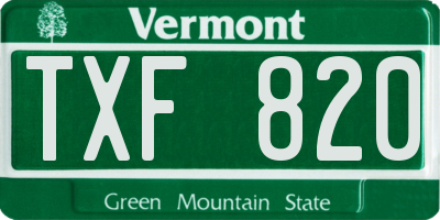 VT license plate TXF820