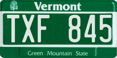 VT license plate TXF845