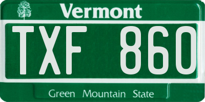 VT license plate TXF860