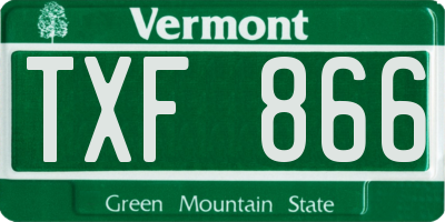 VT license plate TXF866
